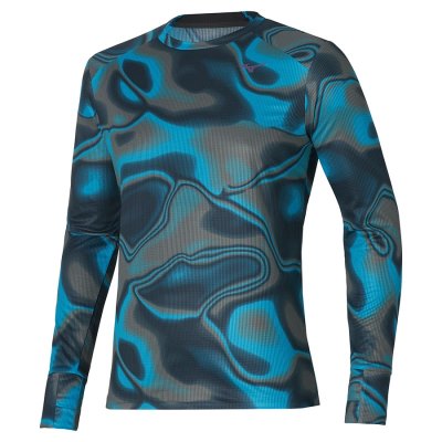 Manga Larga Mizuno Premium AERO LS Tee Hombre - Azules / Negros - Chile M150ZDUENQ